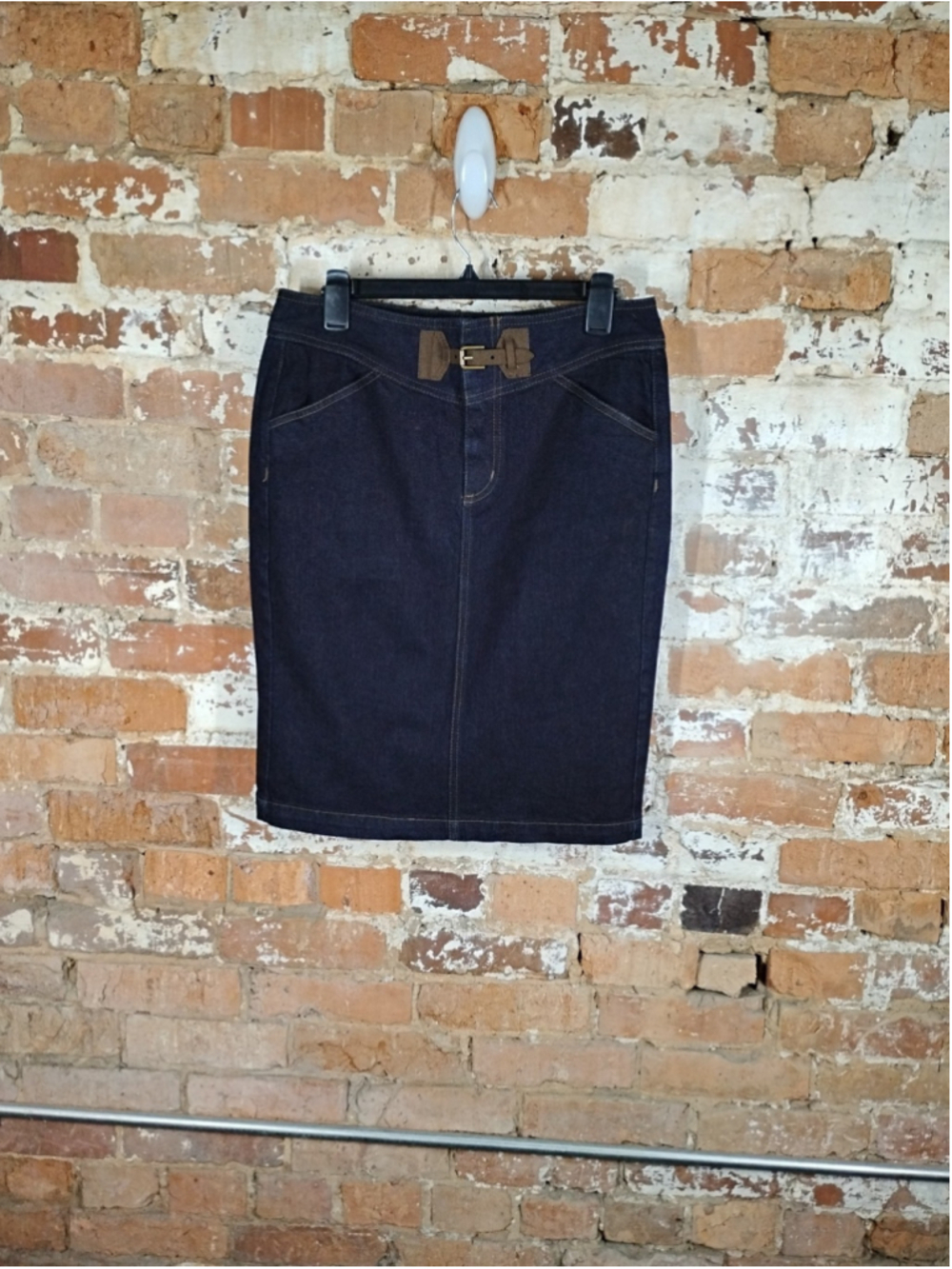 Vintage Ralph Lauren Western Denim Skirt Size 6 Waist 1990s Dark Wash